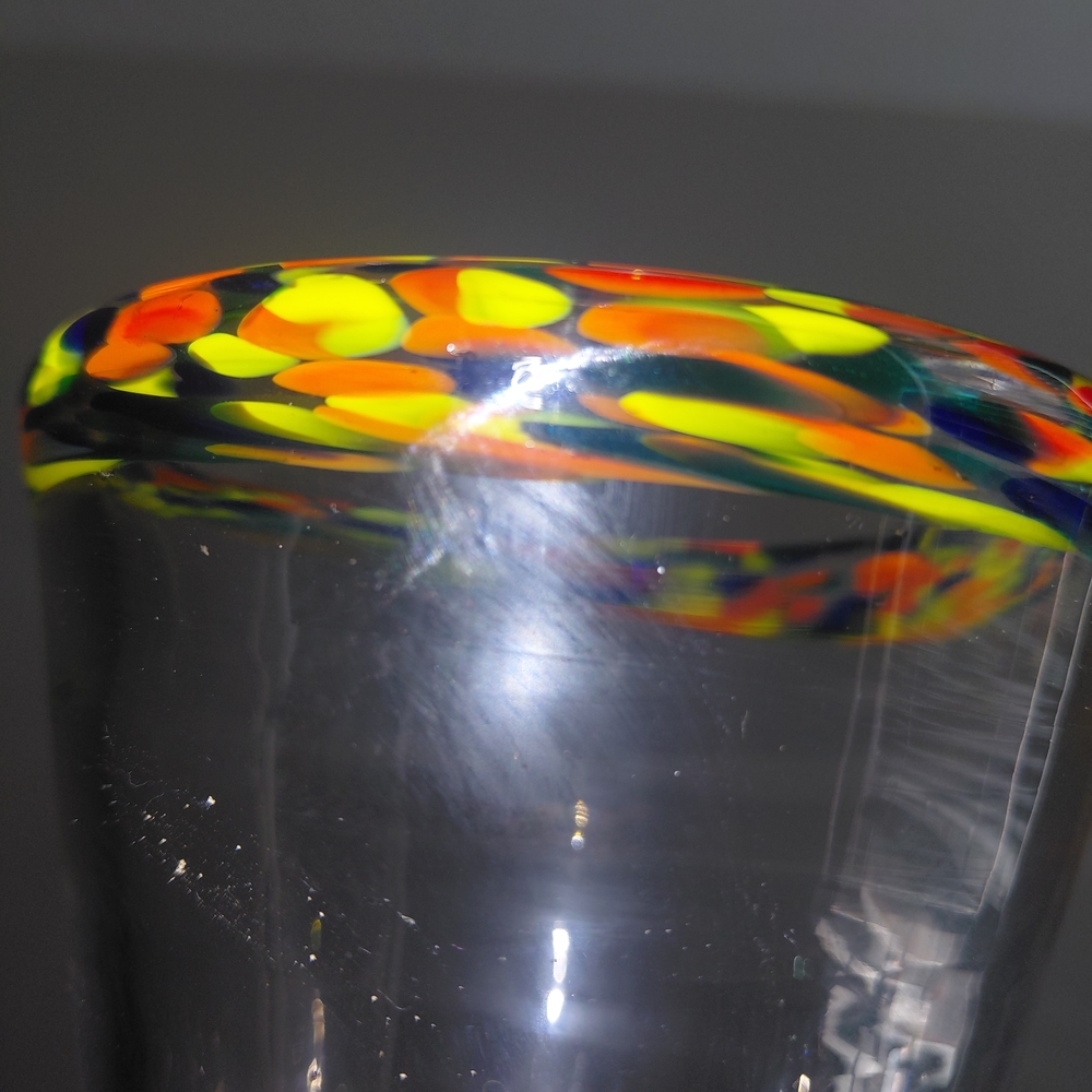 Colorful Glass Vase with Multicolor Rim - Picture 6 of 9